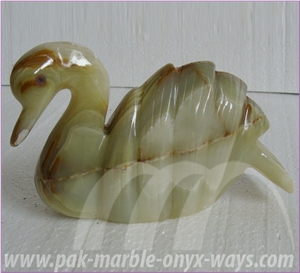Onyx Swan Artifacts in Stock 8 Inch, Green Pakistan Onyx Artifacts