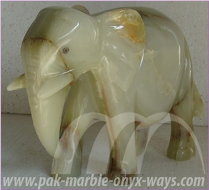 Pakistan White Onyx Elephant Artifacts in Stock (12 Inch)