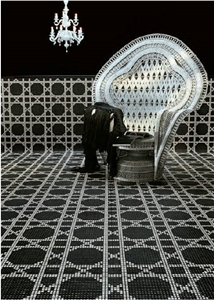 Opm101 Black Romano Pattern Vienna Nero Mosaic Romano Mosaic Floor Tile Wall Tile