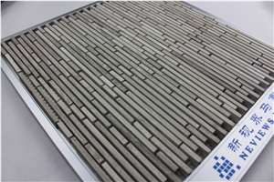 China Grey Wooden Mosaic Manufacture Exporter Polished Stone Material Linear Grey Nvsa341