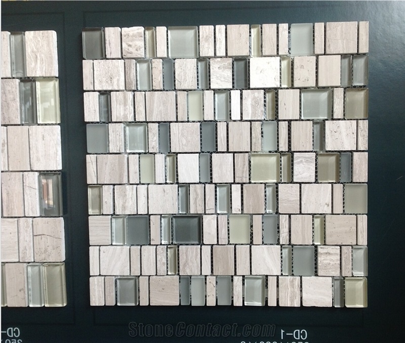 Grey Wood Grain Mixed Manufacture China Glass Mosaic Etc-Gw1g2