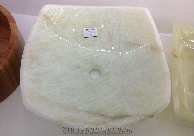Stone Sinks Manufacture China 440*440*140 Rough White Dragon Onyx