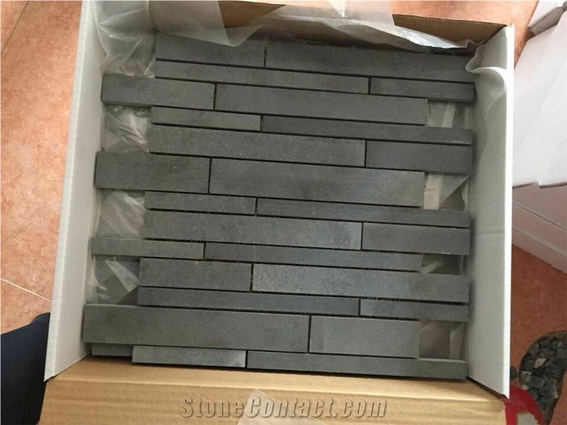 Basalt Linear Strips Mosaic,Lava Stone,Basaltina,Basalto,Inca Grey, China Grey Basalt Linear Strips Mosaic