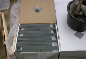 Basalt Linear Strips Mosaic,Lava Stone,Basaltina,Basalto,Inca Grey, China Grey Basalt Linear Strips Mosaic