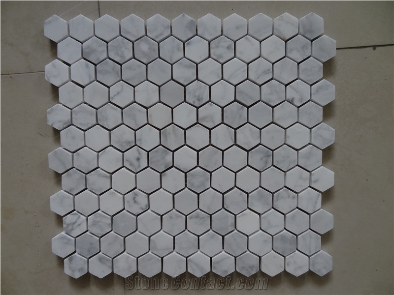 Calacatta Gold Marble Hexagon Mosaic, Italy White Marble Mosaic, Calacatta Carrara Marble Mosaic Tiles,Basketweave Mosaics,Stips Mosaics, Herringbone Mosaics, Octagon Mosaics