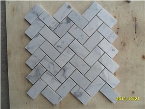 Calacatta Gold Marble Linear Strips Mosaic,Italy White Marble Mosaic, Calacatta Carrara Marble Mosaic Tiles