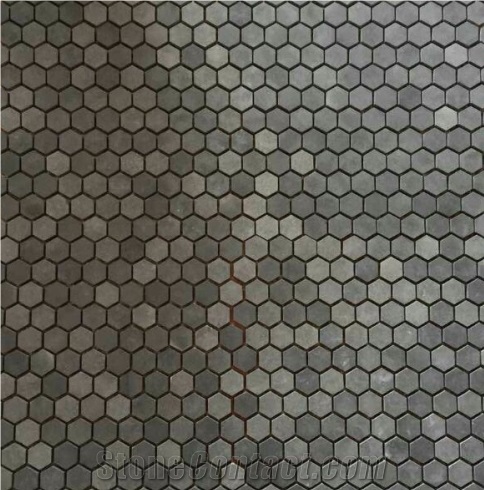 China Grey Basalt Hexagon Mosaic,Lava Stone,Basaltina,Basalto,Inca Grey , Basalt Hexagon Mosaic