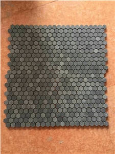 China Grey Basalt Hexagon Mosaic,Lava Stone,Basaltina,Basalto,Inca Grey , Basalt Hexagon Mosaic