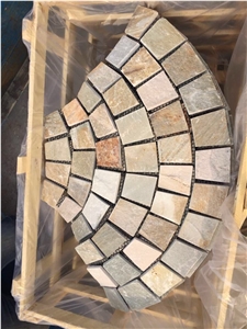 China Multicolor Slate Cobble Stone/Rusty/On Mesh/Walling/Paving/Flooring
