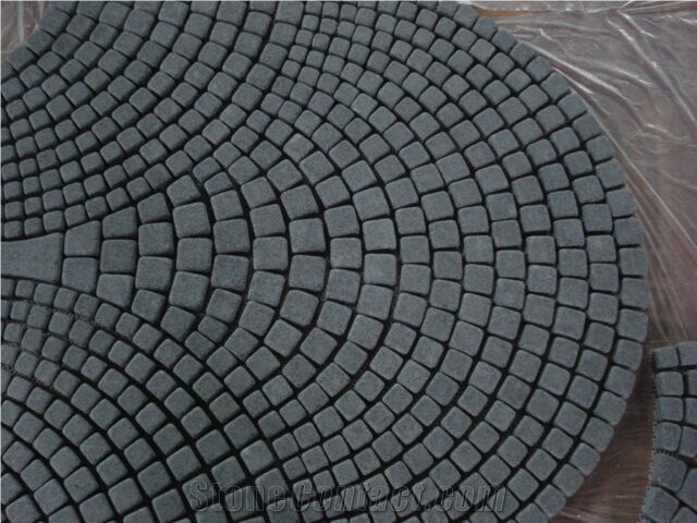 Cobble stone/On mesh/Pavers/Black Basalt/G684/China Dark Basalt/Paving/Flamed