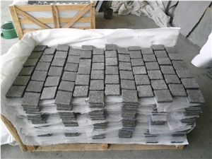 Cobble Stone/On Mesh/Pavers/Black Basalt/G684/China Dark Basalt/Paving/Flamed