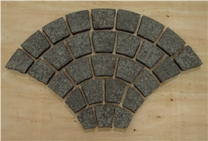 G684 Black Basalt Cobble Stone,Black Basalt on Mesh Pavers/Black Basalt/G684/China Dark Basalt Paving Flamed