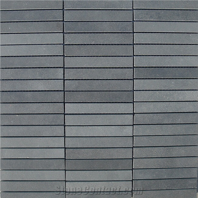 Grey Basalt Linear Strips Mosaic,Lava Stone,Basaltina,Basalto,Inca Grey , China Basalt Linear Strips Mosaic