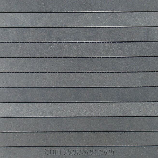 Grey Basalt Linear Strips Mosaic,Lava Stone,Basaltina,Basalto,Inca Grey , China Basalt Linear Strips Mosaic