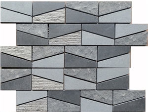 Hainan Grey Basalt Mosaic/Linear/Natural Stone Mosaic/Honed/Strips Mosaic, China Grey Basalt Mosaic