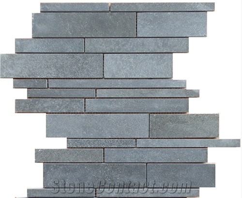Hainan Grey Basalt Mosaic/Linear/Natural Stone Mosaic/Honed/Strips Mosaic, China Grey Basalt Mosaic