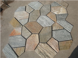 Slate/Cobble Stone/Rusty/On Mesh, China Multicolor Slate Flagstone