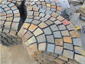 Slate/Cobble Stone/Rusty/On Mesh, China Multicolor Slate Flagstone