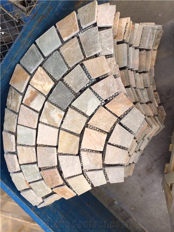 Slate/Cobble Stone/Rusty/On Mesh/Walling/Paving/Flooring/Multicolor, China Multicolor Slate Flagstone
