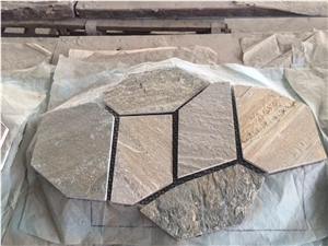 Slate/Cobble Stone/Rusty/On Mesh/Walling/Paving/Flooring/Multicolor, China Multicolor Slate Flagstone