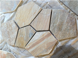 Slate/Cobble Stone/Rusty/On Mesh/Walling/Paving/Flooring/Multicolor, China Multicolor Slate Flagstone