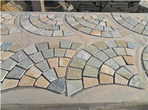 Slate/Cobble Stone/Rusty/On Mesh/Walling/Paving/Flooring/Multicolor, China Multicolor Slate Flagstone