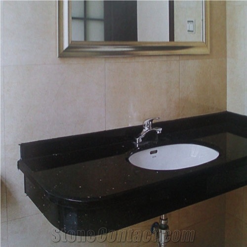 Polished Black Galaxy Countertop, Kitchen Countertop,Bull Nose Edgeprocessing