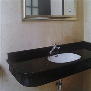 Polished Black Galaxy Countertop, Kitchen Countertop,Bull Nose Edgeprocessing