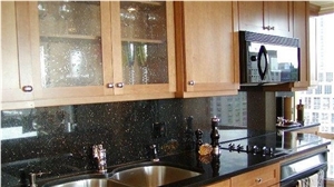 Polished Black Galaxy Granite Kitchen Countertop,India Black Granite