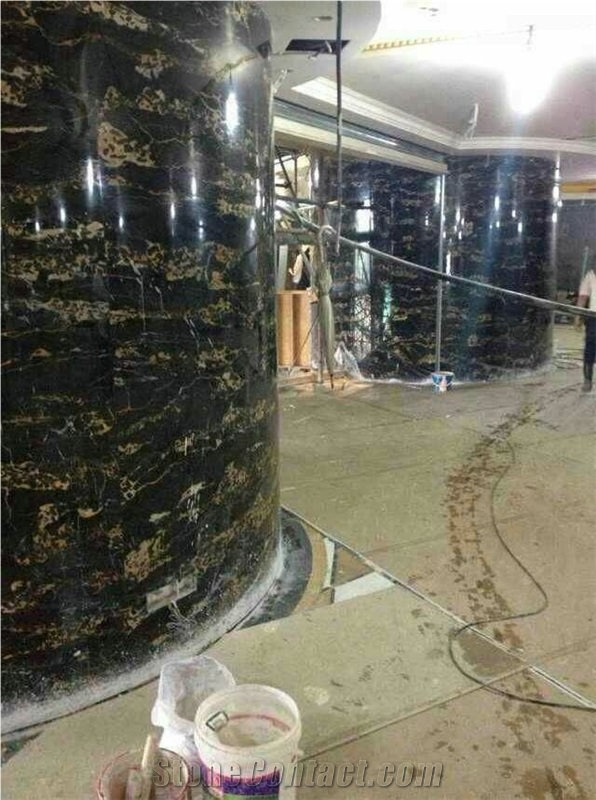 Polished Portoro Extra Marble Columns