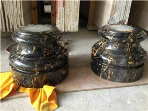 Polished Portoro Extra Marble Columns