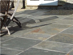 Rusty/Dark Grey Slate Slabs & Tiles, Grey Garden Stepping Pavements