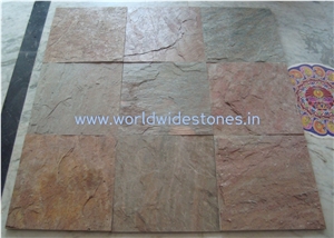Indian Slates Tiles & Slabs, Red, Grey Slate Wall Covering