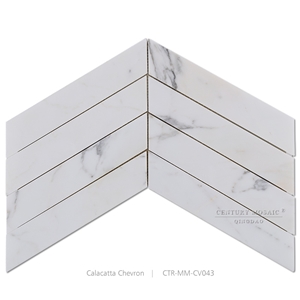 Calacatta White Chevron Bathroom Tile Design