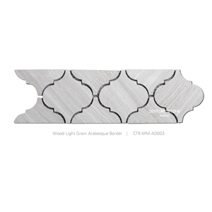 Light Wood Grain Arabesque Marble Border Lines Design