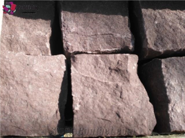 China Red Sandstone Cube,China Red Sandstone Cobble Sandstone,Red Paving Sets,Red Sandstone Pavers