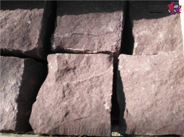 Red Sandstone Cubes, Cobble Stone, for Paving, Landscaping