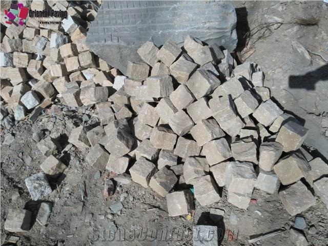 Yellow Sandstone Cobble Stone,Sandstone Cube Stone,Yellow Sandstone Paving Sets,Yellow Sandstone Pavers