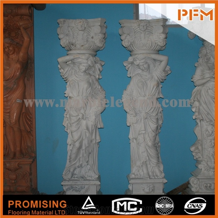 2015 Life Size White Marble Statue for Garden Column,Hunan White Marble Sculpture Columns