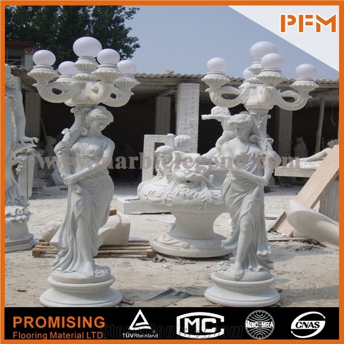 2015 Life Size White Marble Statue for Garden Column,Hunan White Marble Sculpture Columns