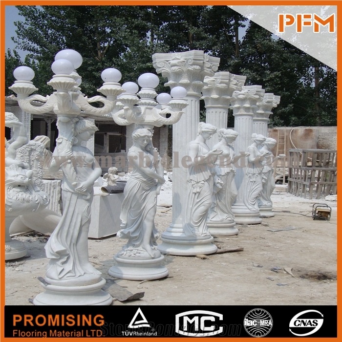 2015 Life Size White Marble Statue for Garden Column,Hunan White Marble Sculpture Columns
