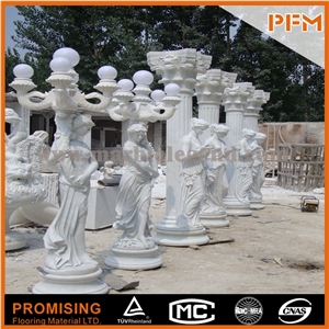 2015 Life Size White Marble Statue for Garden Column,Hunan White Marble Sculpture Columns