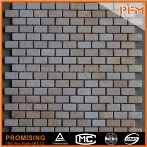 Antioxidant Metallic Beige Travertine Mosaic Tile for Wall Decoration Grade Aa Polished Wooden Yellow Multi Size Stone Mosaic Floor Tile