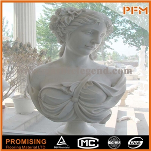 Beatuiful Lady Girl Bust Statue Design White Marble, Hunan White Marble Statues