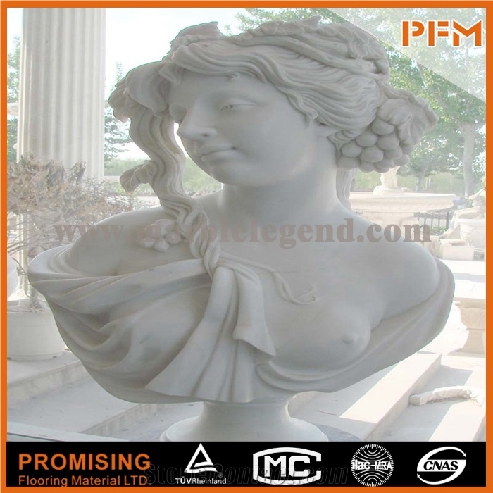 Beatuiful Lady Girl Bust Statue Design White Marble, Hunan White Marble Statues
