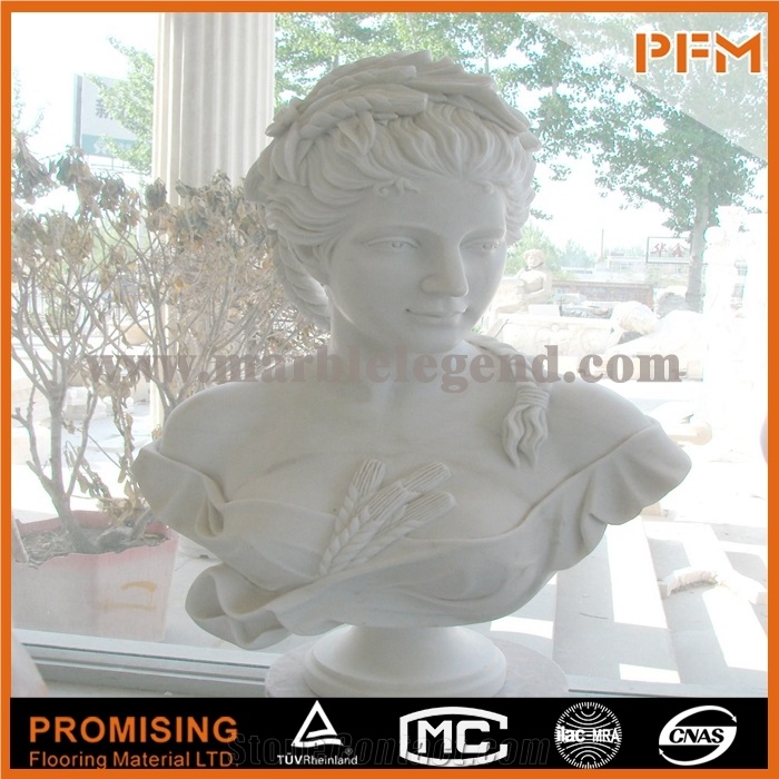Beatuiful Lady Girl Bust Statue Design White Marble, Hunan White Marble Statues