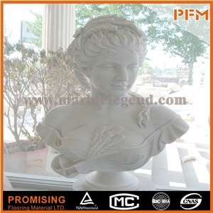 Beatuiful Lady Girl Bust Statue Design White Marble, Hunan White Marble Statues