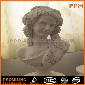 Beatuiful Lady Girl Bust Statue Design White Marble, Hunan White Marble Statues