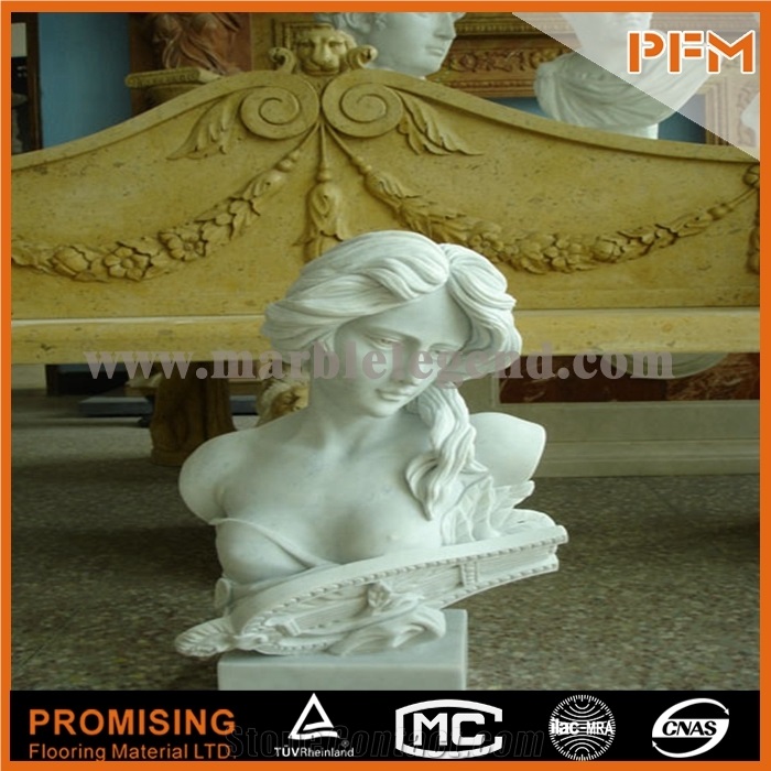Beatuiful Lady Girl Bust Statue Design White Marble, Hunan White Marble Statues