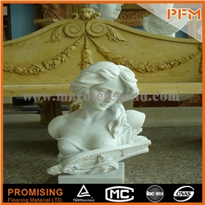 Beatuiful Lady Girl Bust Statue Design White Marble, Hunan White Marble Statues